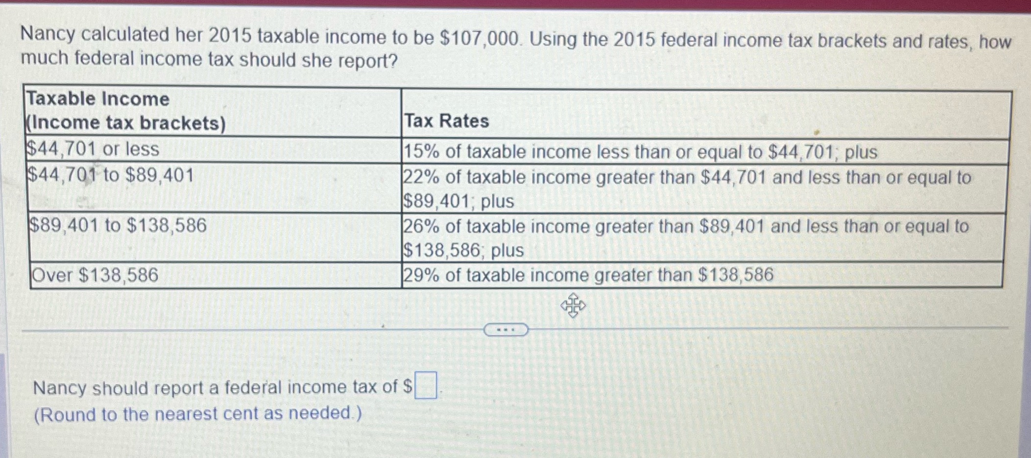 Please help thank you Nancy calculated her 2015