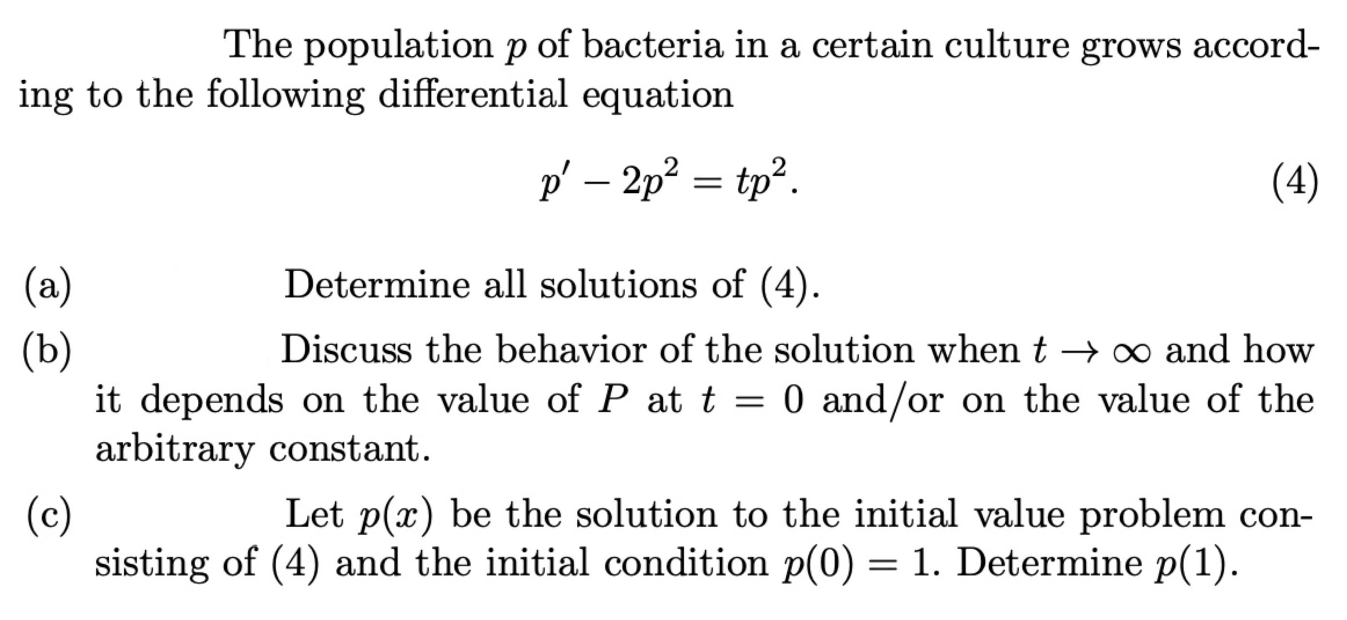 The population p of bacteria in a certain culture