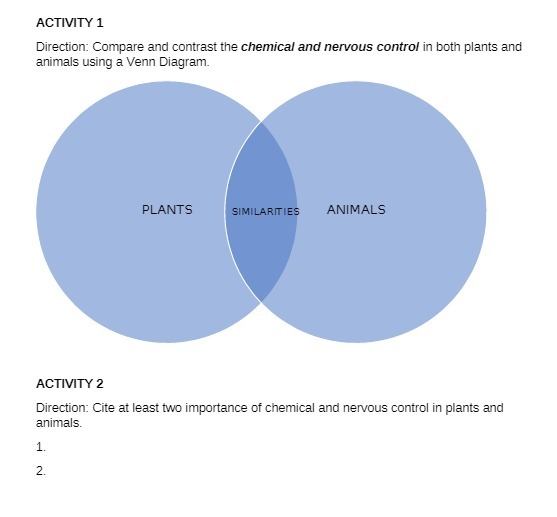 ACTIVITY 1 Direction: Compare and contrast the