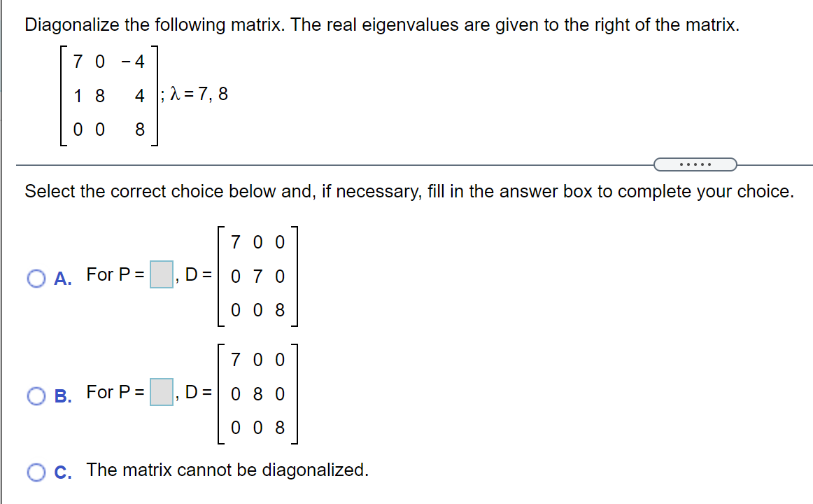 dfehtjdsthkgsdjlfkghsdkjfhgksdj Diagonalize the