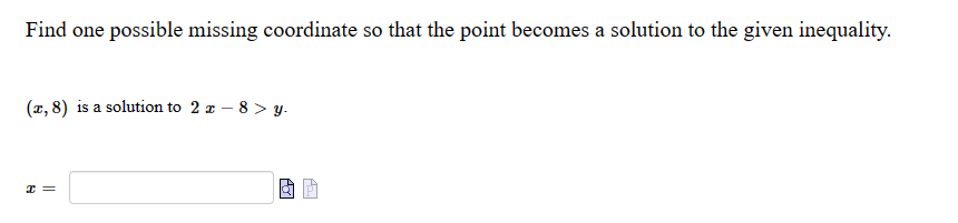 Find one possible missing coordinate so that the