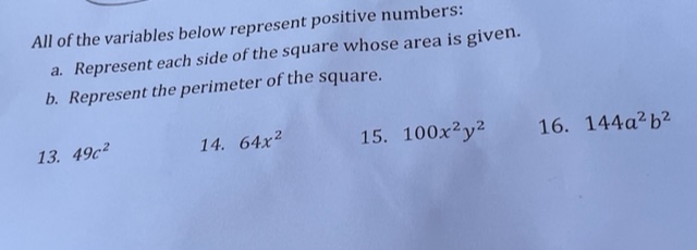 All of the variables below represent positive