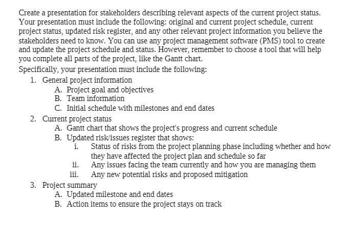 Create a presentation for stakeholders describing