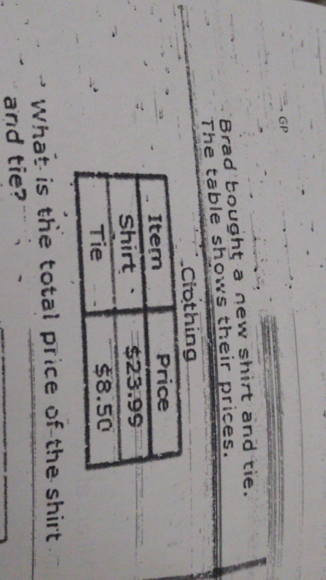 helppppp it important GP Brad bought a new shirt