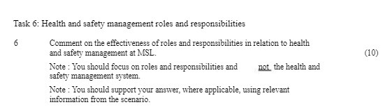 Task: 6: Health and safety management roles and
