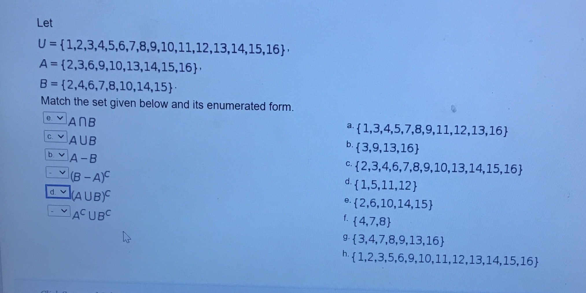 Need answer quickly Let U =