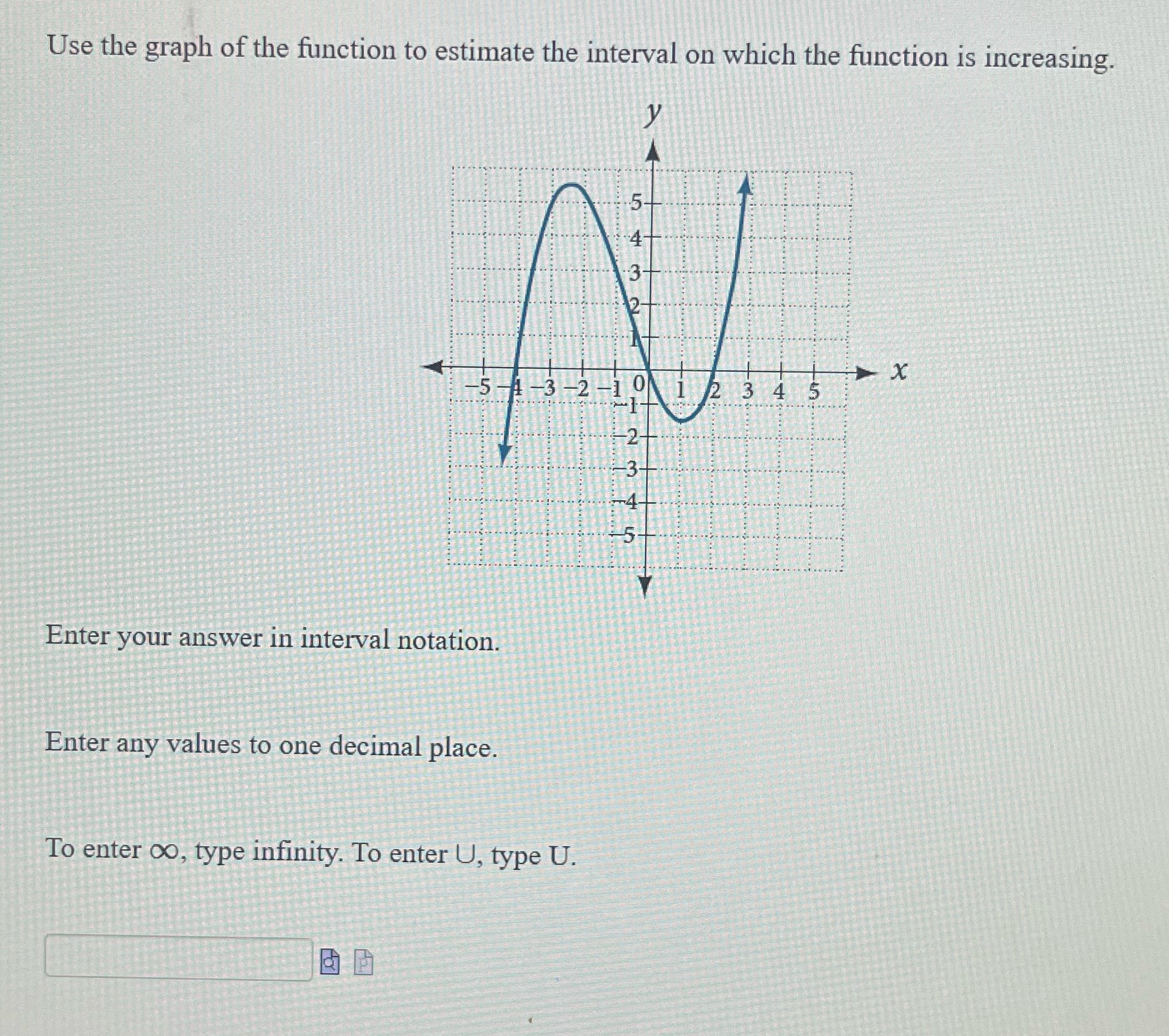 Use the graph of the function to estimate the
