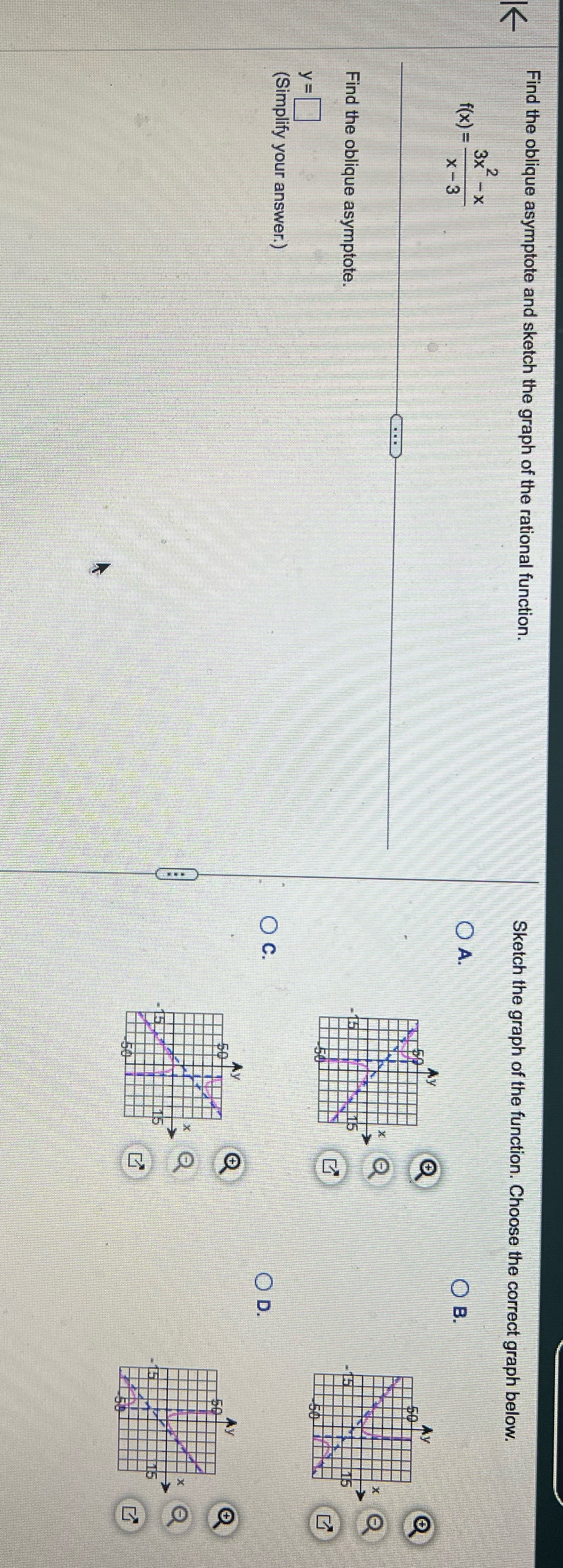Find the oblique asymptote and sketch the graph