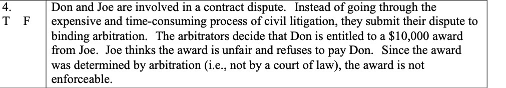 Don and Joe are involved in a contract dispute.