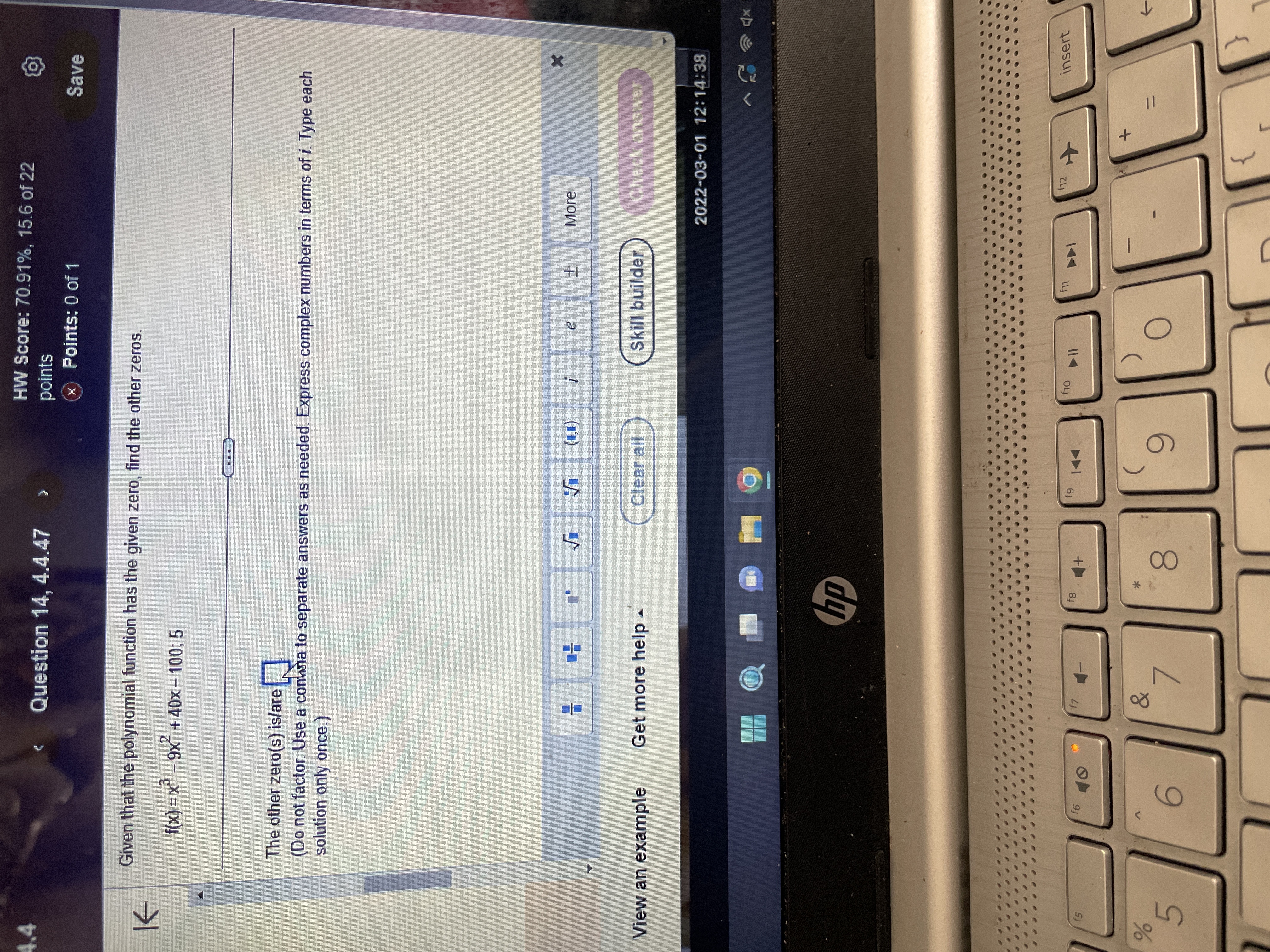 HW Score: 70.91%, 15.6 of 22 Question 14, 4.4.47