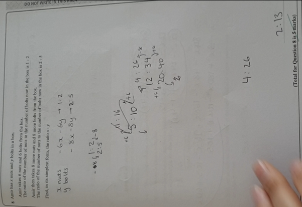 s Amir has x nuts and y bolts in a box. Amir