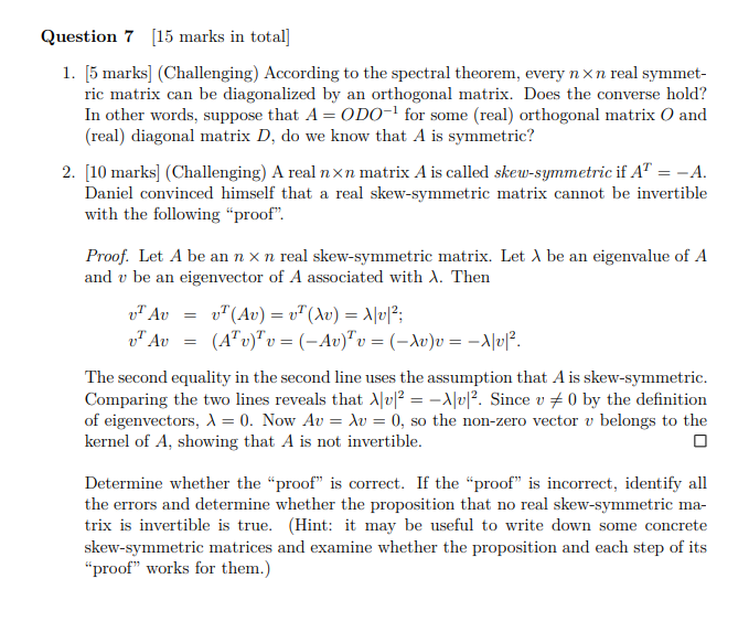 Question 7 [15 marks in total] 1. [5 marks]