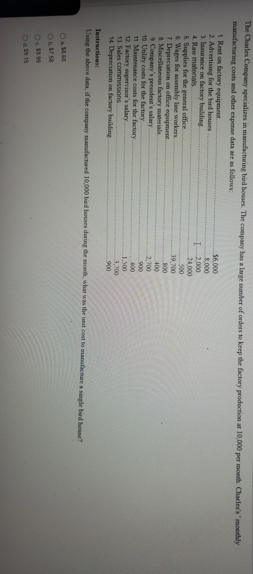 need help The Charles Company specializes in