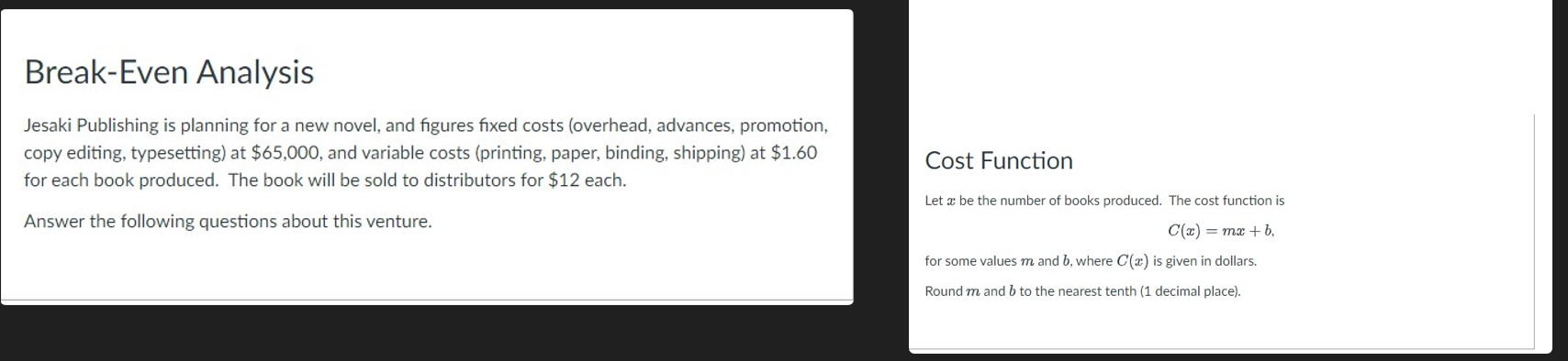 Question 5 What is the total cost it Jesaki