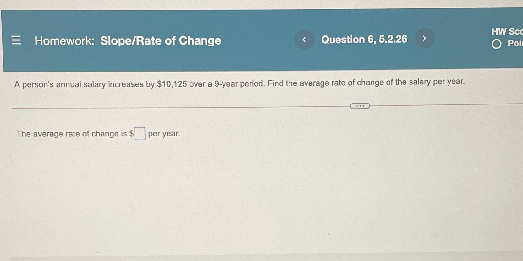 Homework: Slope/Rate of Change Question 6, 5.2.26