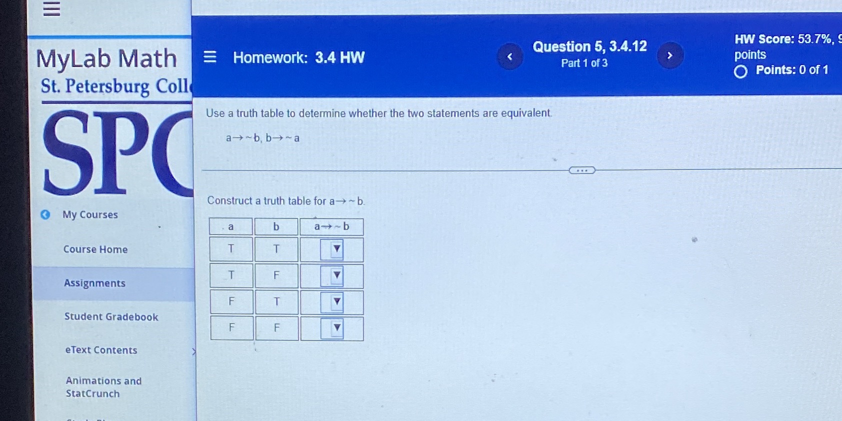 E MyLab Math Question 5, 3.4.12 HW Score: 53.7%,