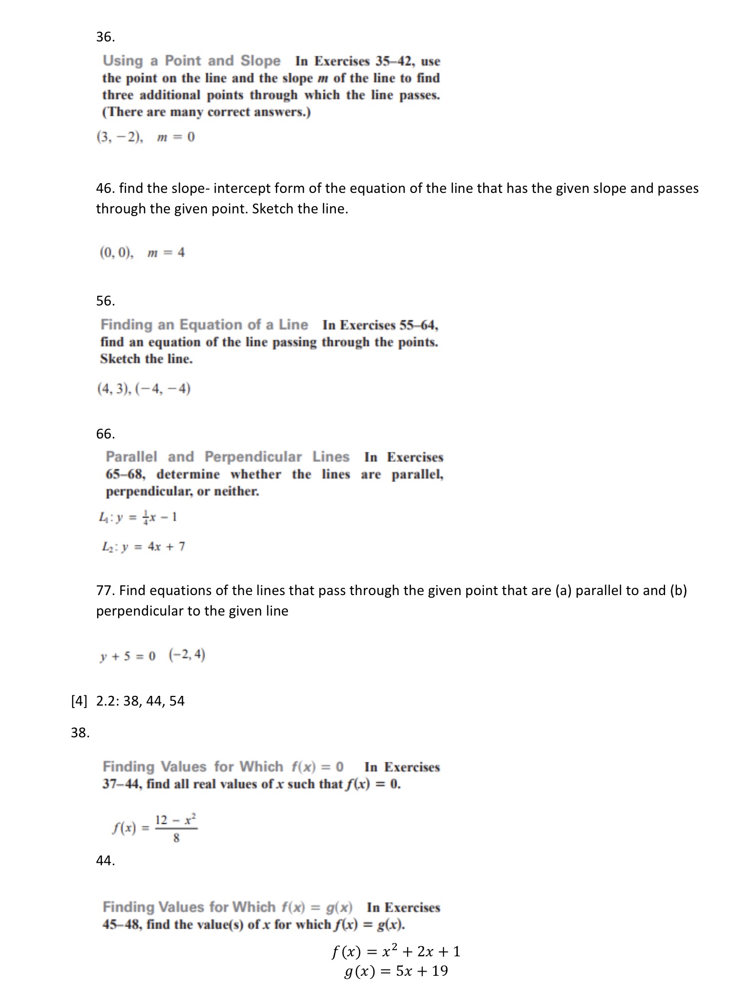 36. Using a Point and Slope In Exercises 35-42,