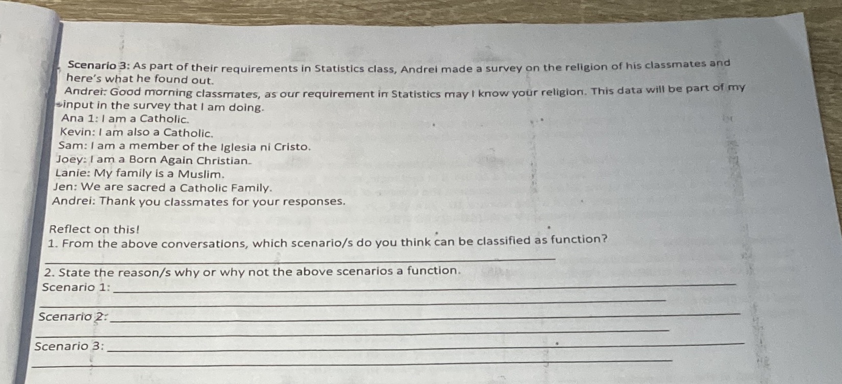 Scenario 3: As part of their requirements in