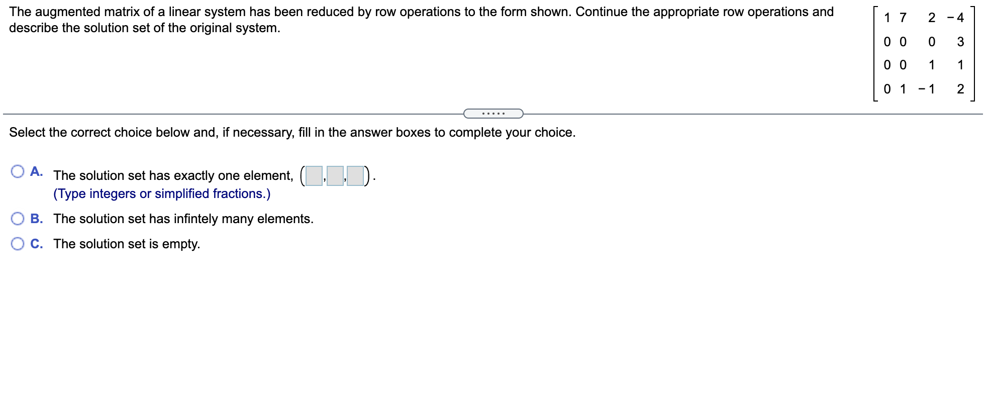 PLEASE HELP ME! Consider the accompanying matrix