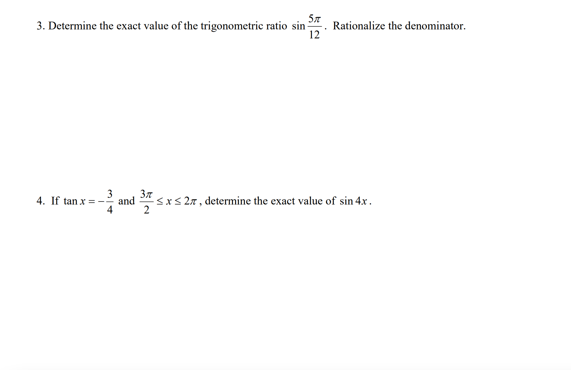 5 TT 3. Determine the exact value of the