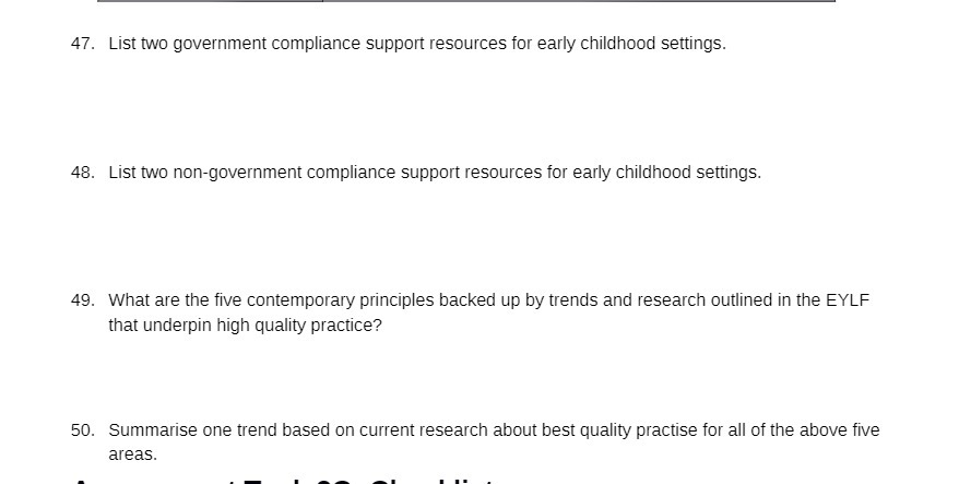 . List two government compliance support