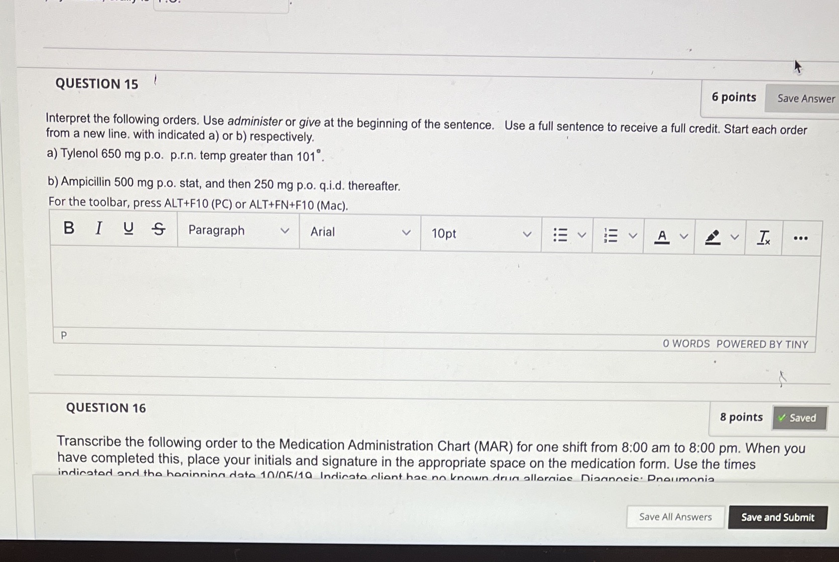 QUESTION 15 6 points Save Answer Interpret the