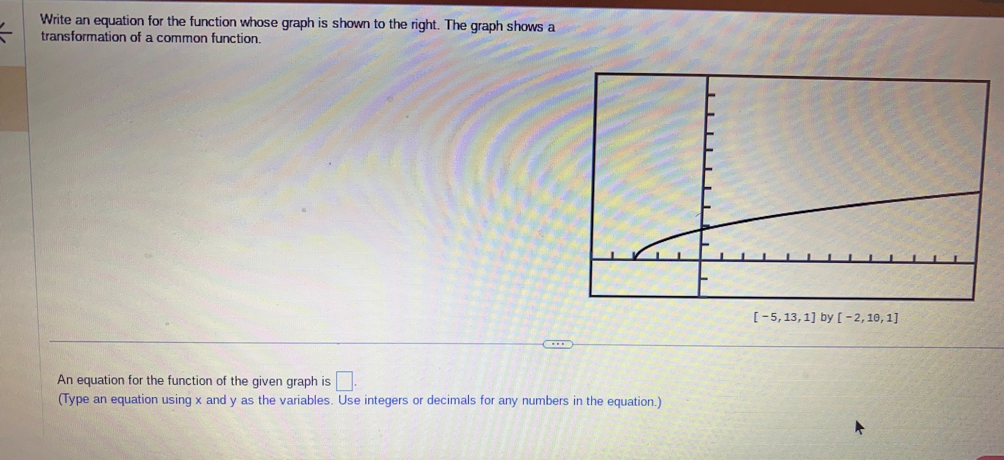 Write an equation for the function whose graph is
