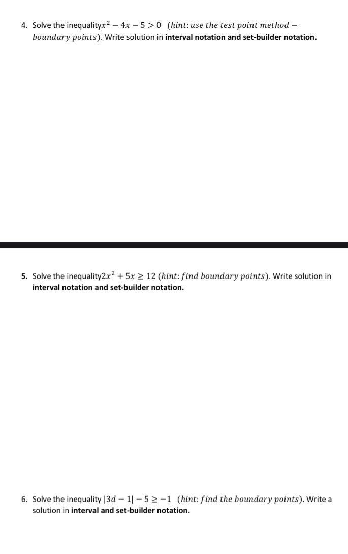 4. Solve the inequalityx2 - 4x -5  style=