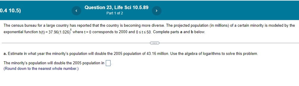 10.4 10.5) < Question 21, 10.5.59 Solve the