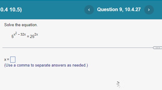 10.4 10.5) < Question 21, 10.5.59 Solve the