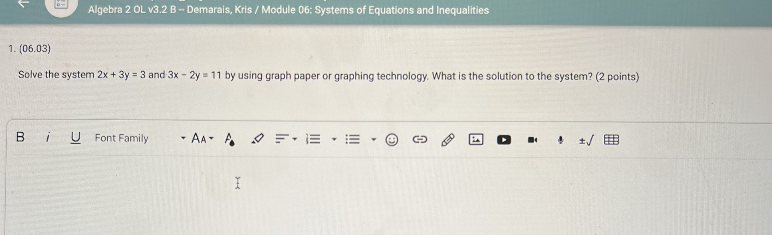 Algebra 2 OL v3.2 B -- Demarais, Kris / Module