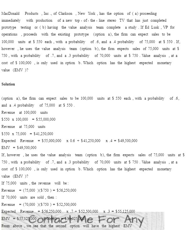 MacDonald Products , Inc ., of Clarkson , New