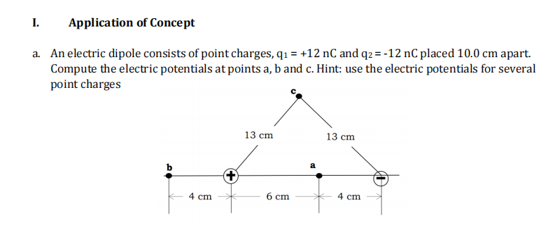 l. Application of Concept :1 An electric dipole