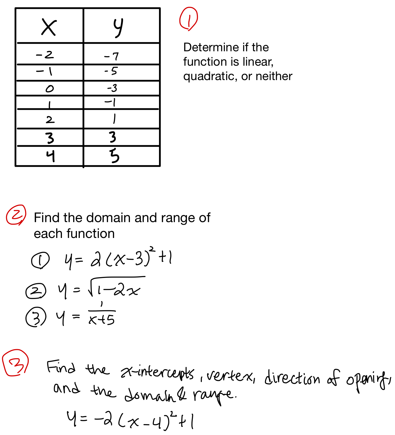 G) Determine if the function is linear,