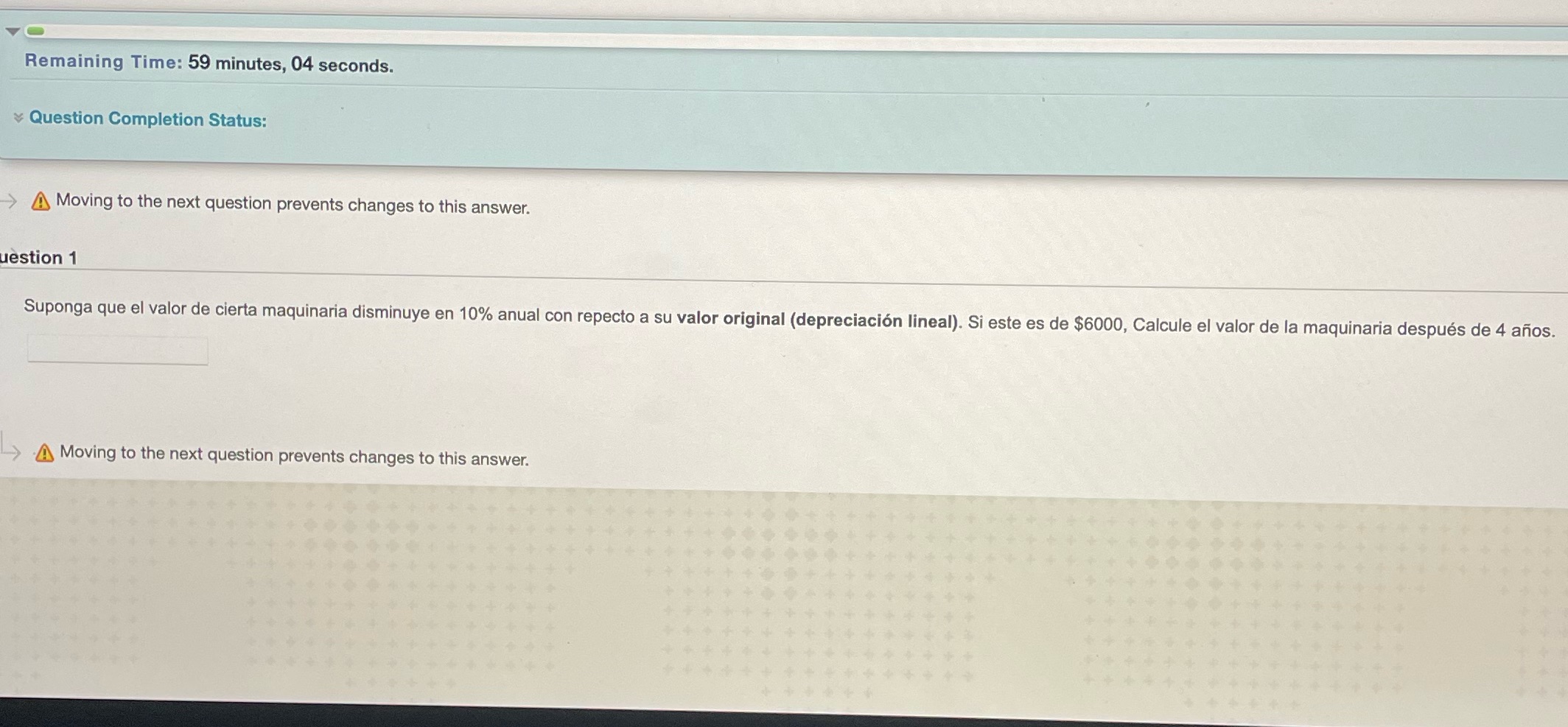 Remaining Time: 59 minutes, 04 seconds. Question