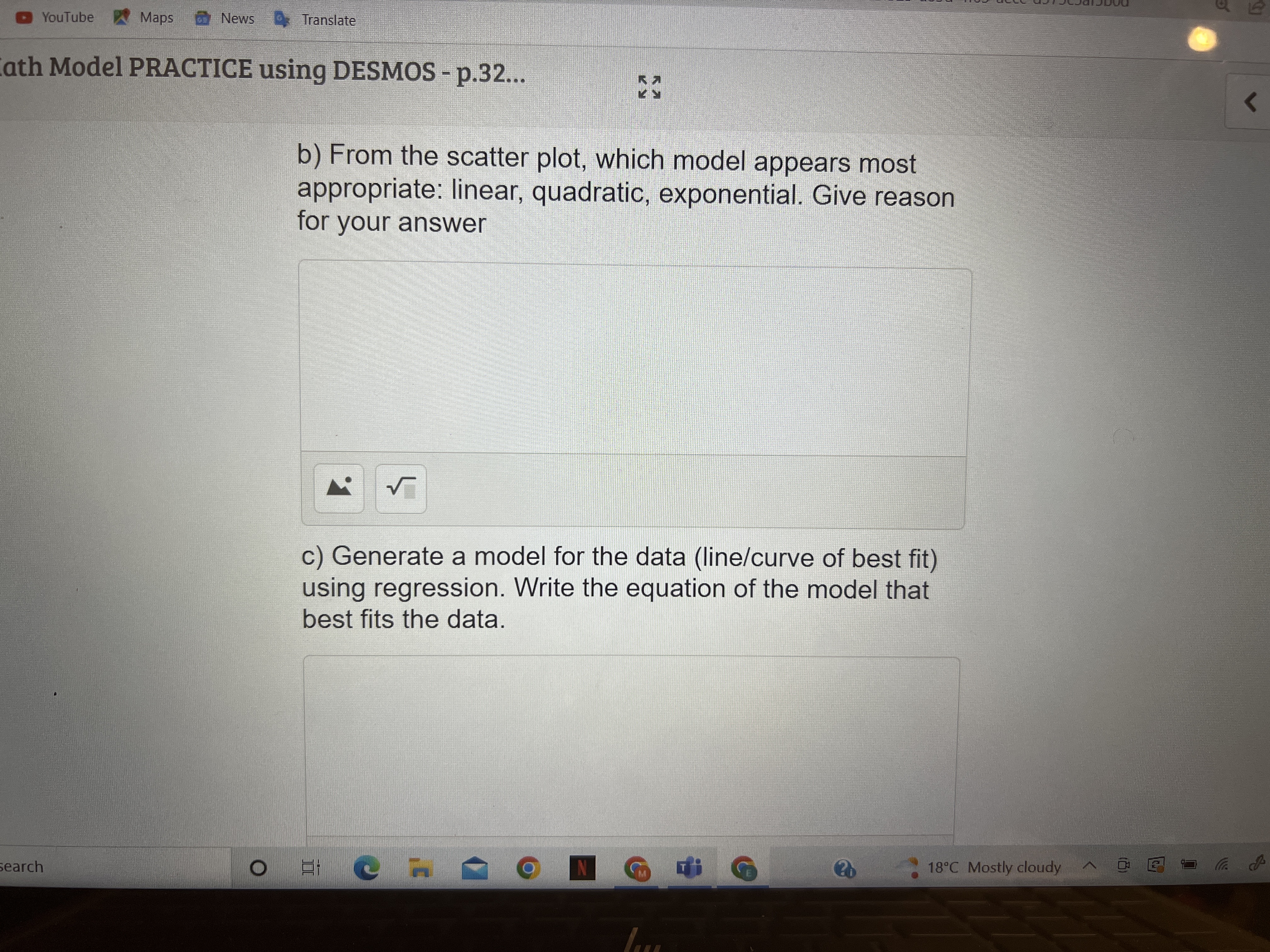 Practice Textbook p.326 #7 using DESMOS graphing