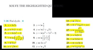 SOLVE THE HIGHLIGHTED QUESTION 1-26 Find dy fax