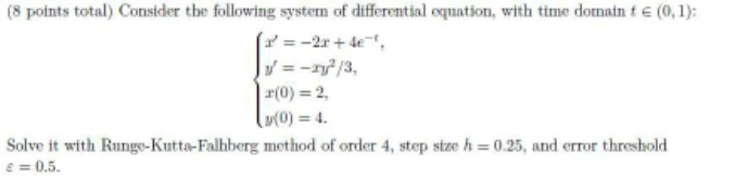 (8 points total) Consider the following system of