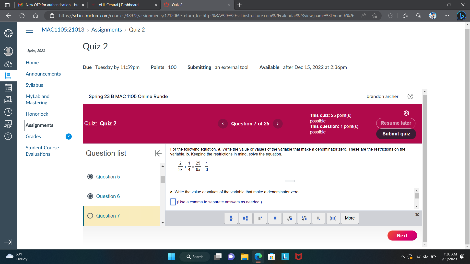 M New OTP for authentication - bra x VHL Central
