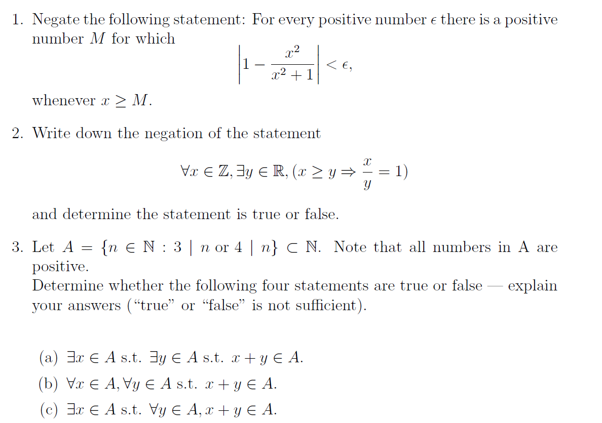This is my questions: 1. Negate the following