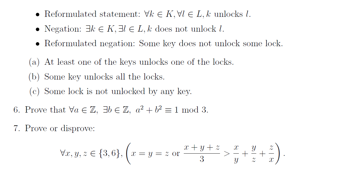 This is my questions: 1. Negate the following