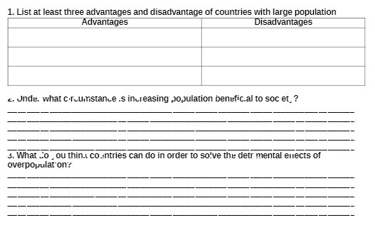 1. List at least three advantages and