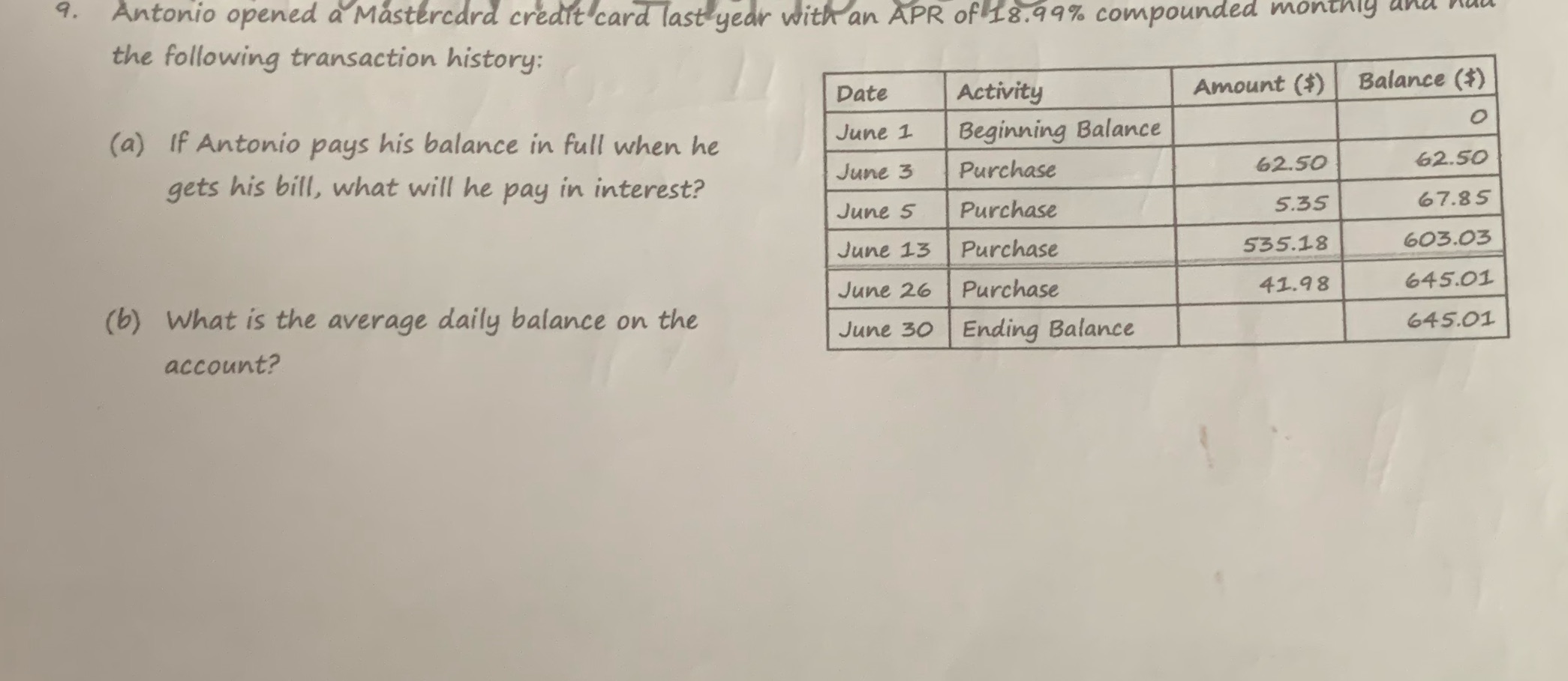 Hello I need help with this question. 9 . Antonio