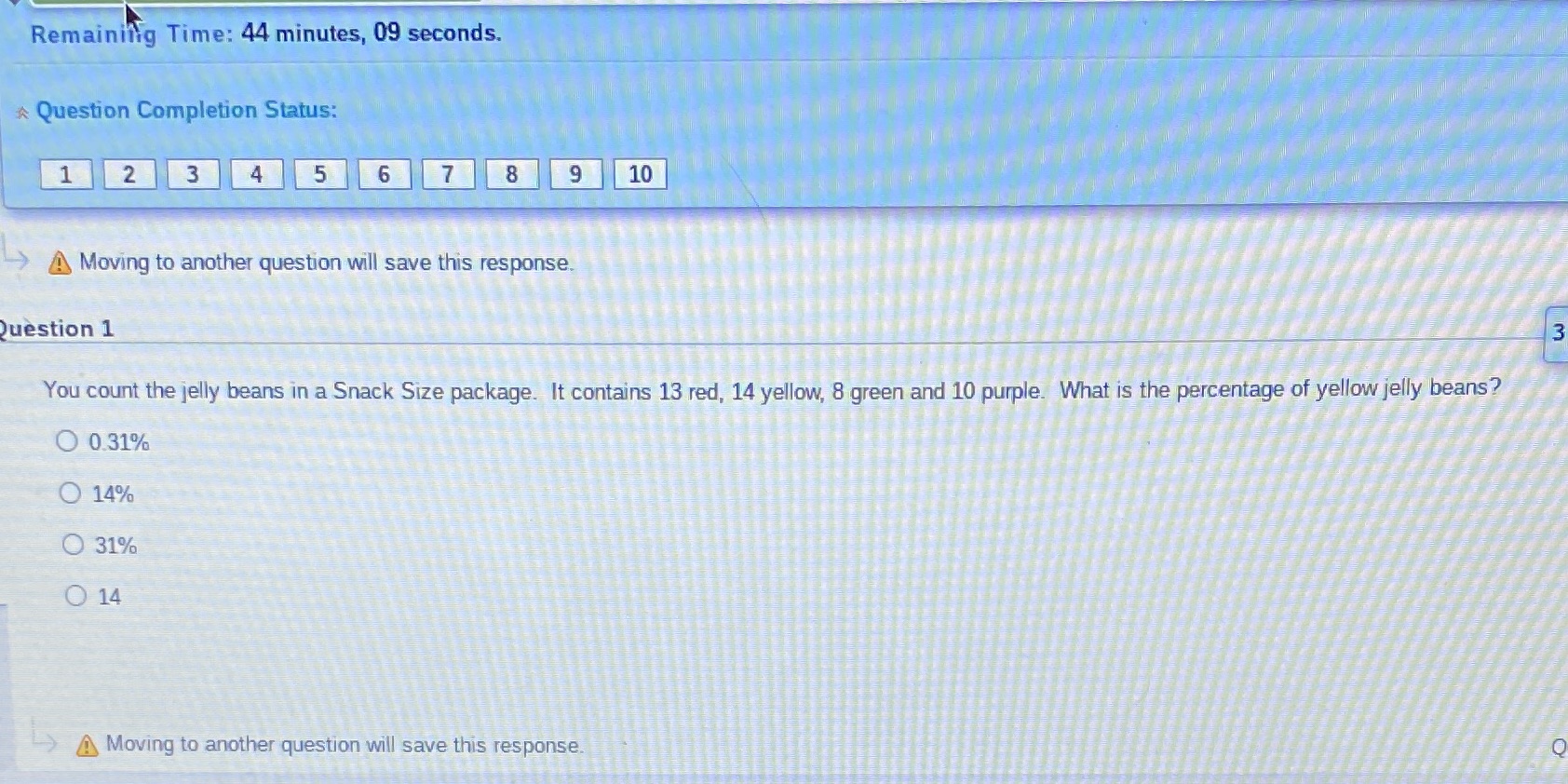 Remaining Time: 44 minutes, 09 seconds. *