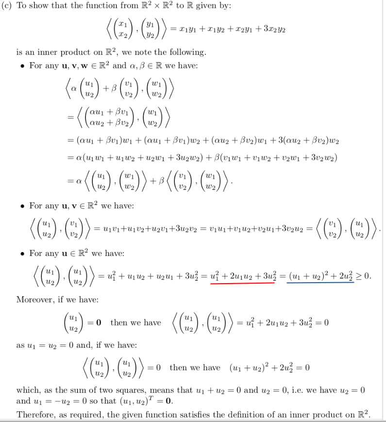 This is a Linear Algebra question regarding inner