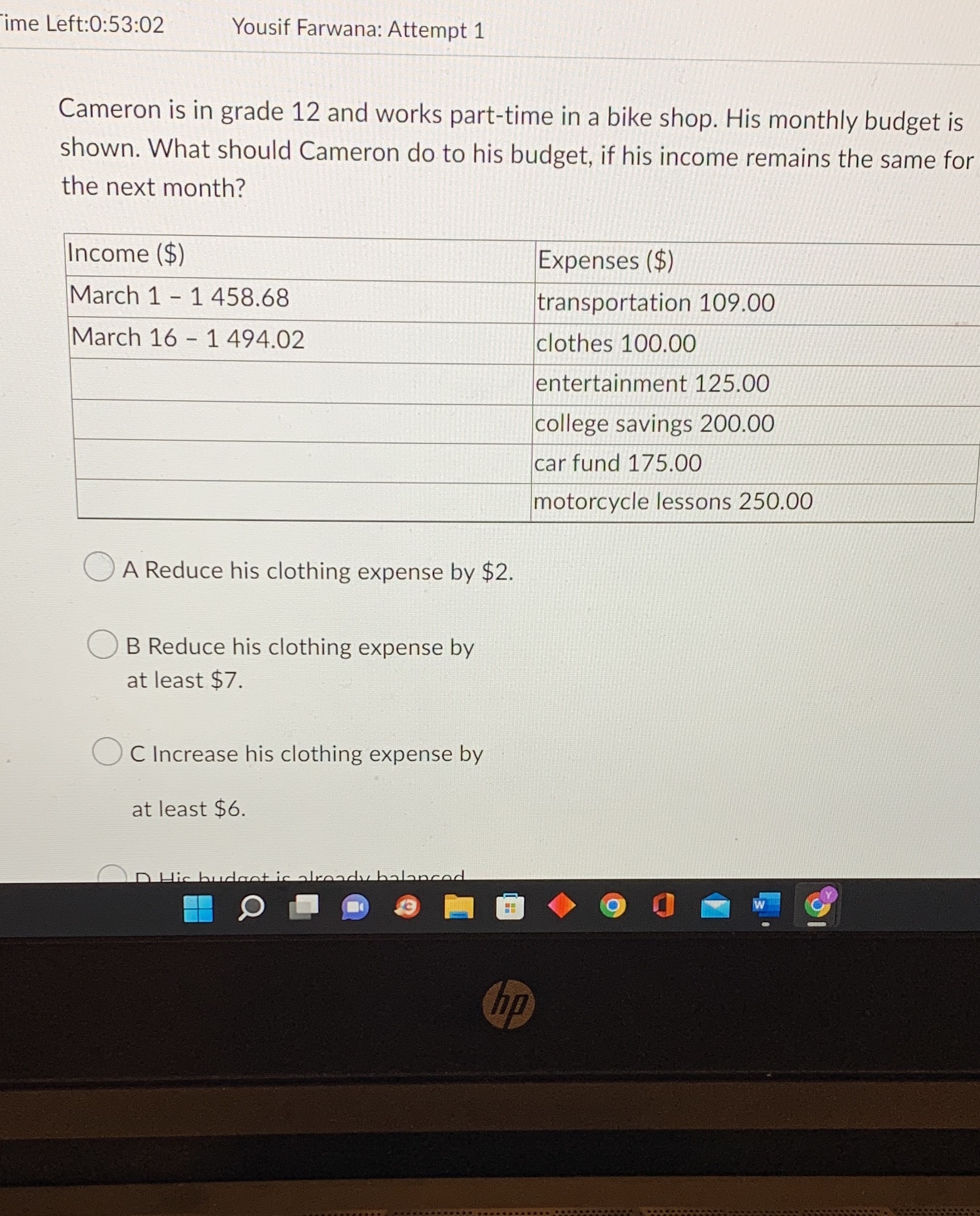 'ime Left:0:53:02 Yousif Farwana: Attempt 1