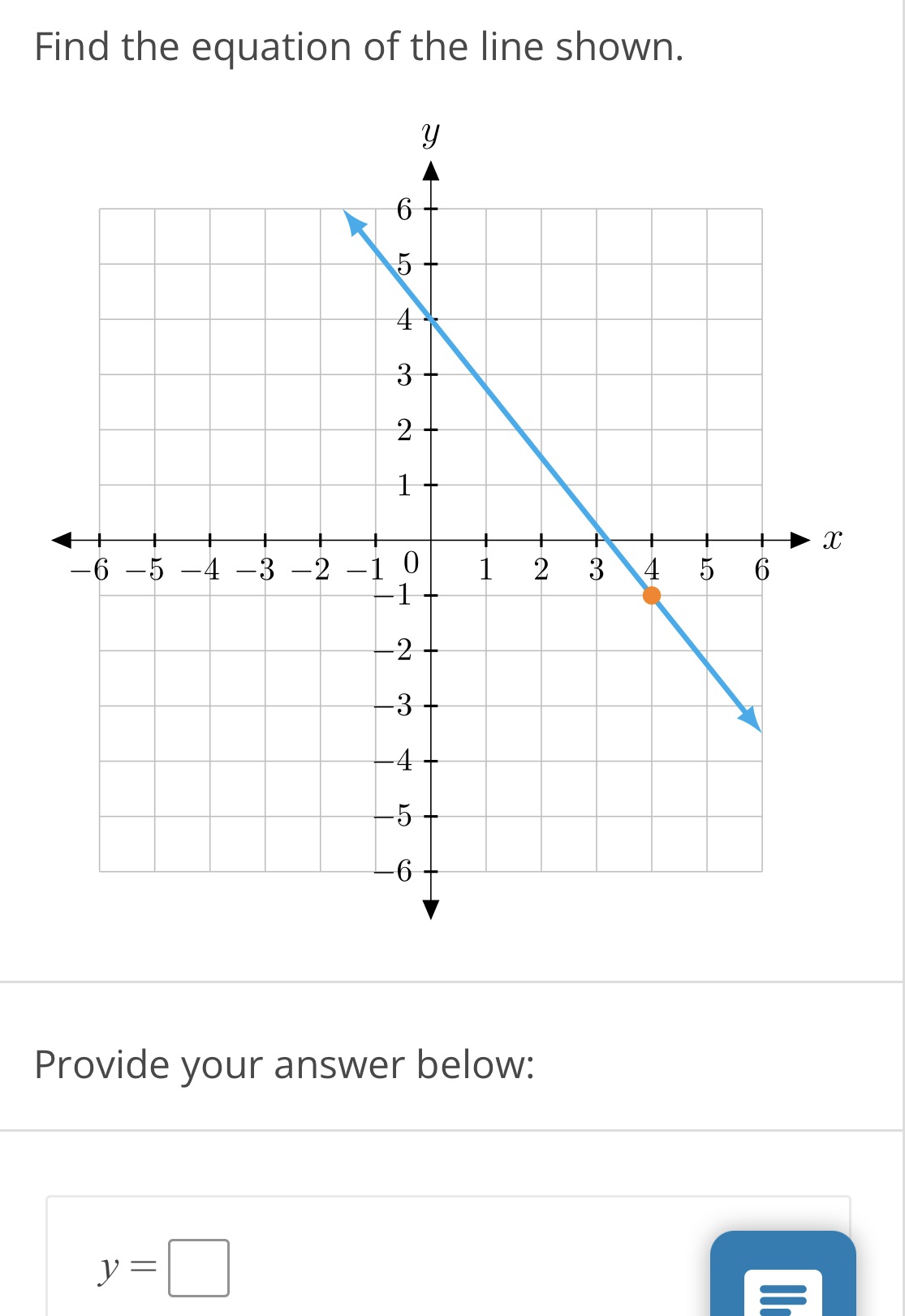 Find the equation of the line shown. 3/ Provide