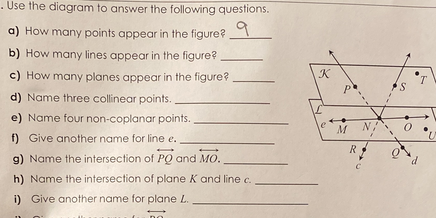 Use the diagram to answer the following