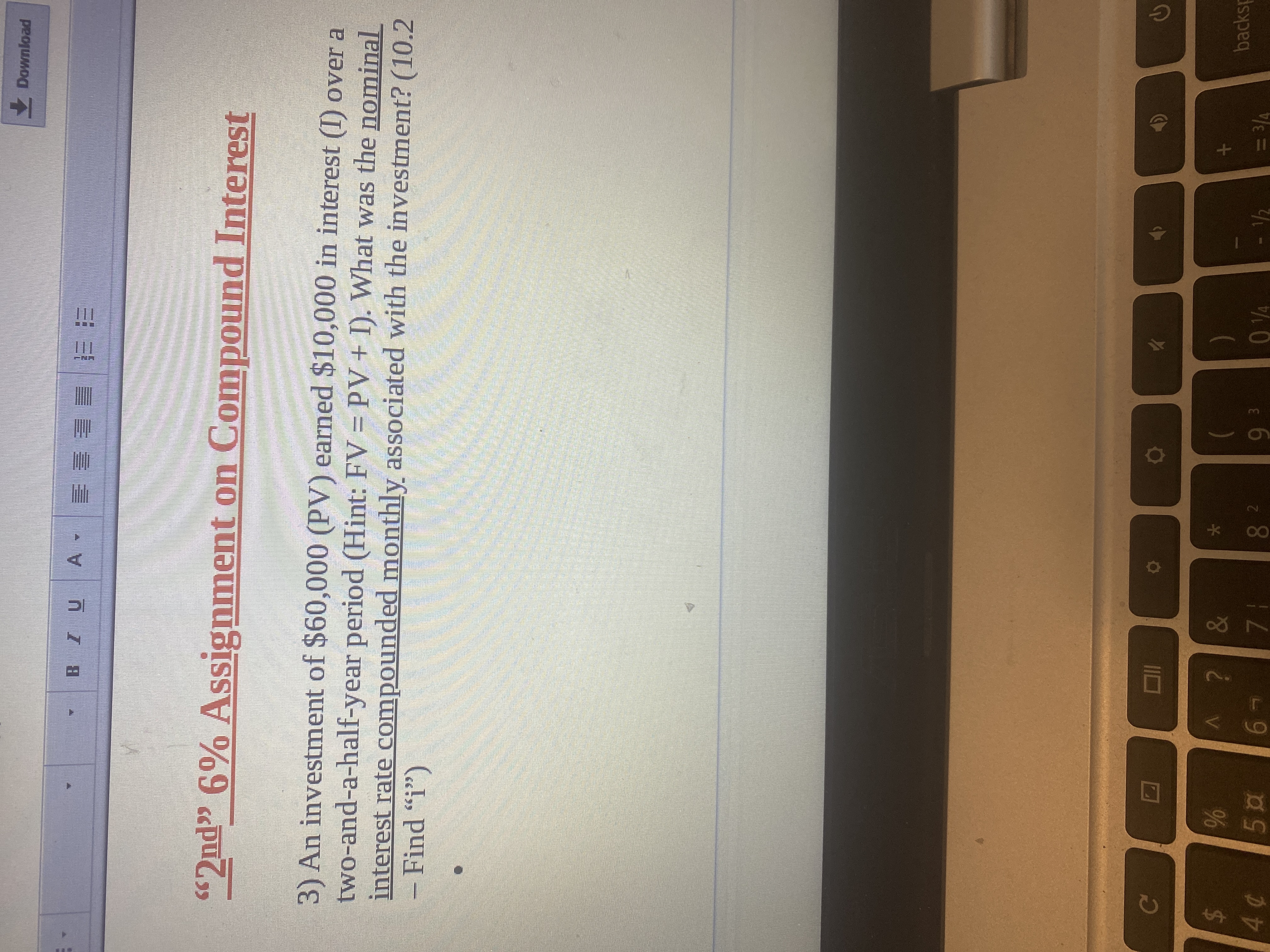 Download B U "2nd" 6% Assignment on Compound