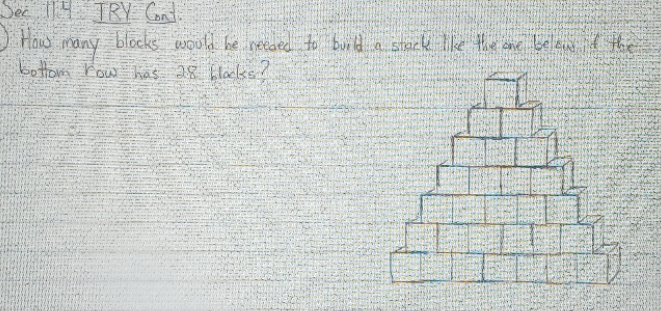 Sec 19 TRY Cont How many blocks would be needed
